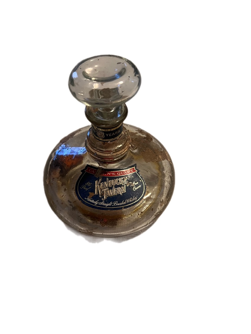 Antique Kentucky Tavern Bourbon Whiskey Ship’s Decanter - Clear Glass Barware